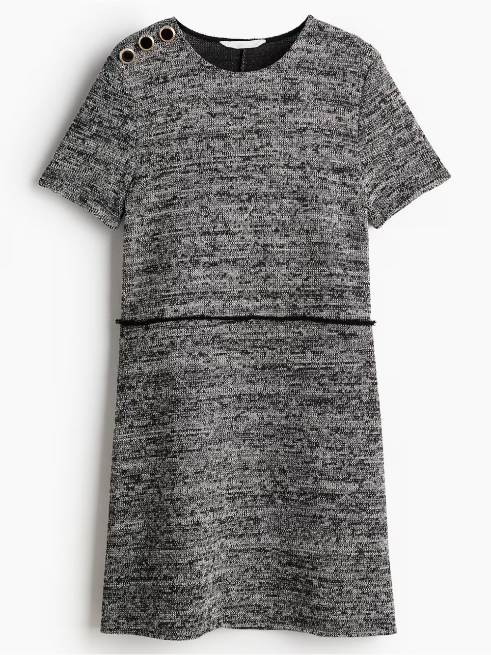 H&M Gray Textured Short Sleeve Shift Dress